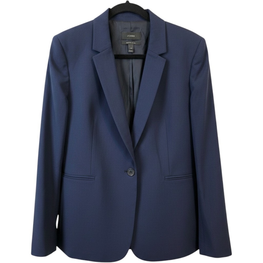 J.Crew Parke Blazer Navy Blue Italian 2-way Stretch Wool Single Button sz 16